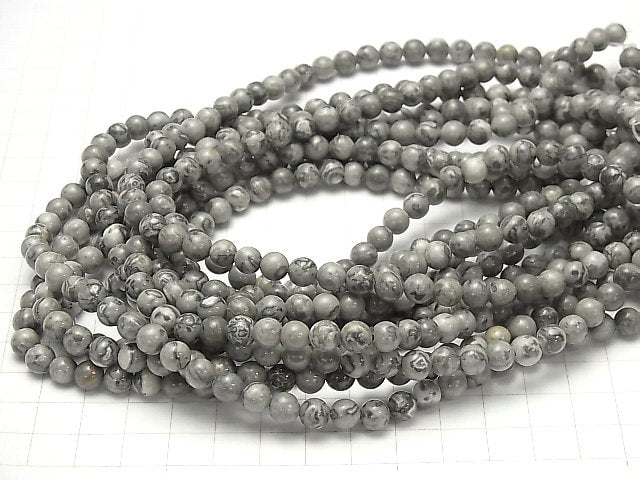 [Video] Gray Jasper Round 6mm 1strand beads (aprx.15inch / 36cm)