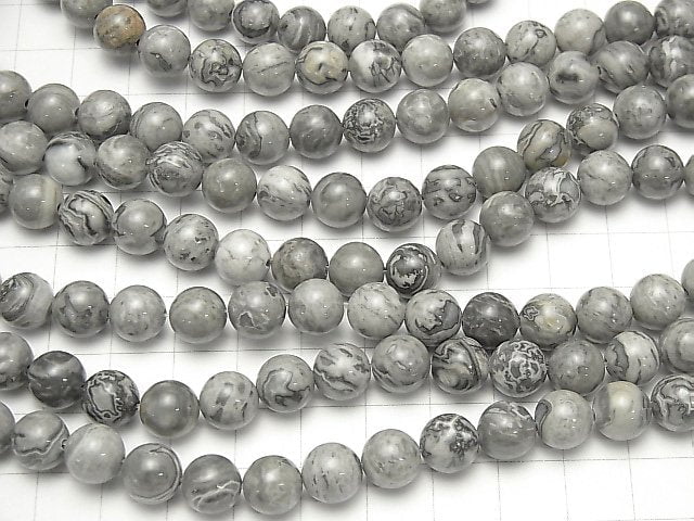 1strand $5.79! Gray Jasper Round 8mm 1strand beads (aprx.15inch / 36cm)