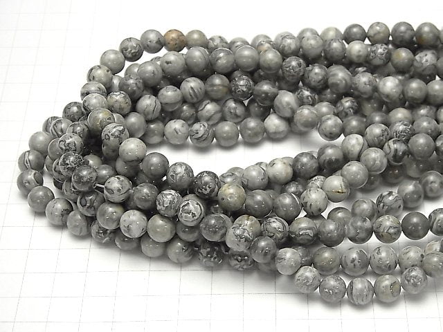 1strand $5.79! Gray Jasper Round 8mm 1strand beads (aprx.15inch / 36cm)