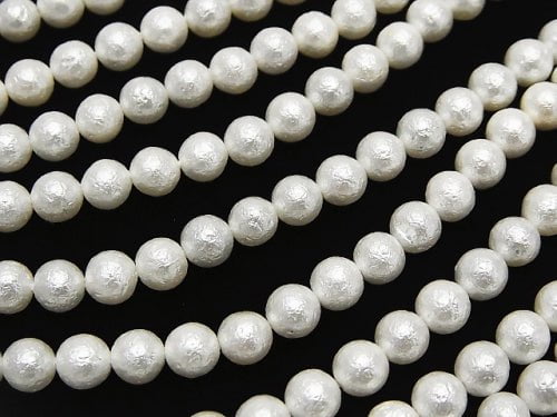 [Video]Shell Pearl (Sugar Pearl) White Round 6mm 1strand beads (aprx.15inch/38cm)