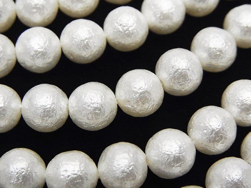 [Video]Shell Pearl (Sugar Pearl) White Round 8mm 1strand beads (aprx.15inch/38cm)