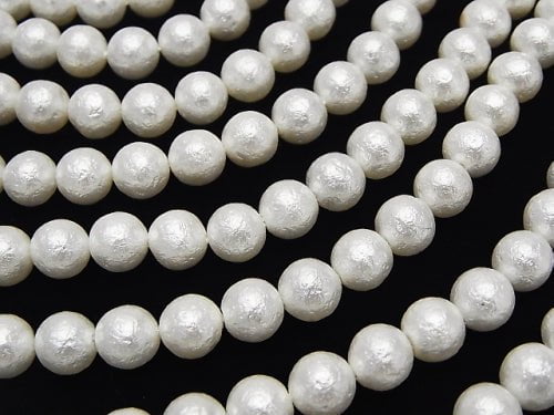 [Video]Shell Pearl (Sugar Pearl) White Round 8mm 1strand beads (aprx.15inch/38cm)