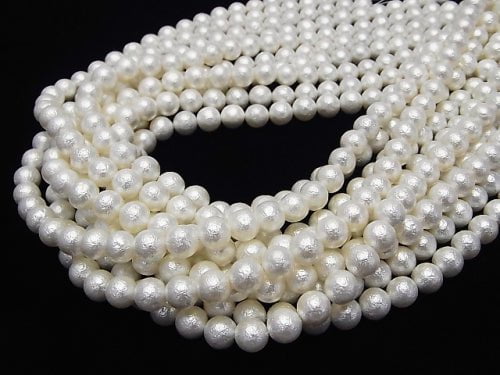 [Video]Shell Pearl (Sugar Pearl) White Round 8mm 1strand beads (aprx.15inch/38cm)