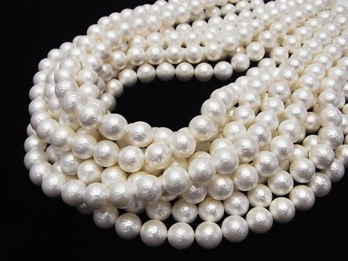 [Video]Shell Pearl (Sugar Pearl) White Round 10mm 1strand beads (aprx.15inch/38cm)