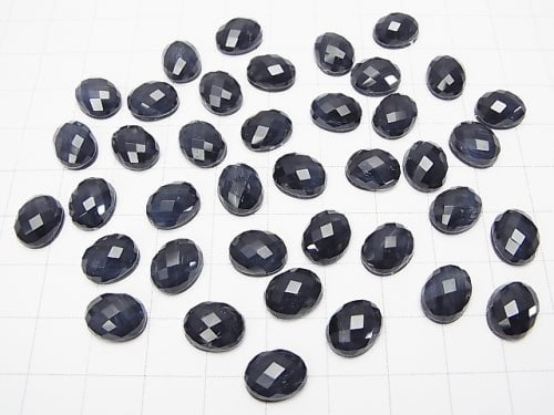 Blue Tiger's Eye x Crystal AAA Oval Cabochon 10x8mm 1pc