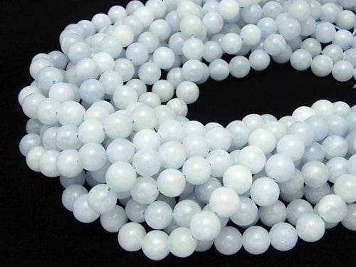 Peru Blue Calcite AAA - AA ++ Round 10 mm half or 1 strand beads (aprx.15 inch / 38 cm)