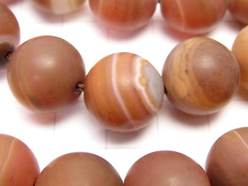 Frost Orange Stripe Agate Round 14 mm half or 1 strand beads (aprx.15 inch / 36 cm)