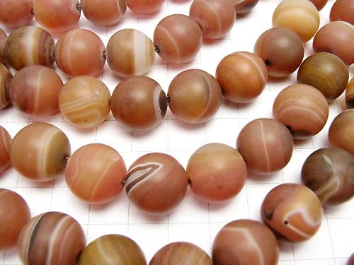 Frost Orange Stripe Agate Round 14 mm half or 1 strand beads (aprx.15 inch / 36 cm)