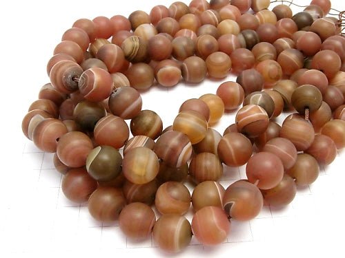 Frost Orange Stripe Agate Round 14 mm half or 1 strand beads (aprx.15 inch / 36 cm)