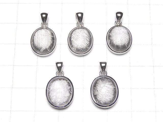 [Video] Meteorite (Muonionalusta) Oval Pendant 14x12x6mm Silver925