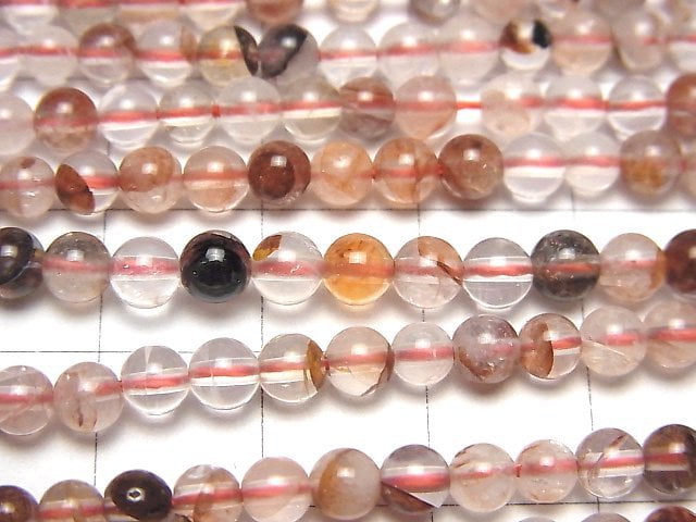 [Video] Red Hematite Quartz Round 4mm 1strand beads (aprx.15inch / 36cm)