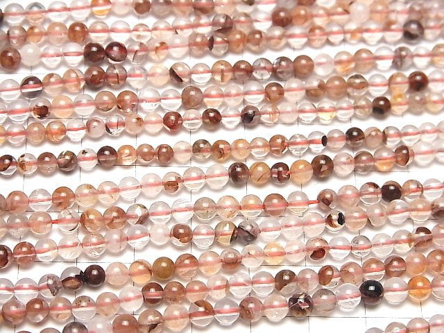 [Video] Red Hematite Quartz Round 4mm 1strand beads (aprx.15inch / 36cm)