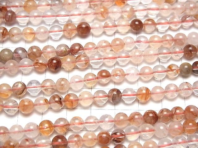 [Video] Red Hematoid Quartz Round 6mm 1strand beads (aprx.15inch/36cm)