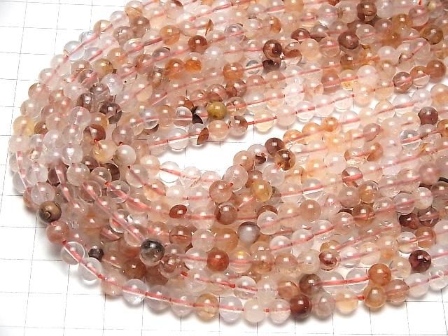[Video] Red Hematoid Quartz Round 6mm 1strand beads (aprx.15inch/36cm)