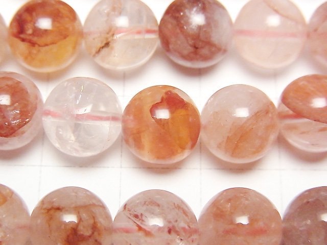 [Video] Red Hematite Quartz Round 10mm half or 1strand beads (aprx.15inch / 36cm)