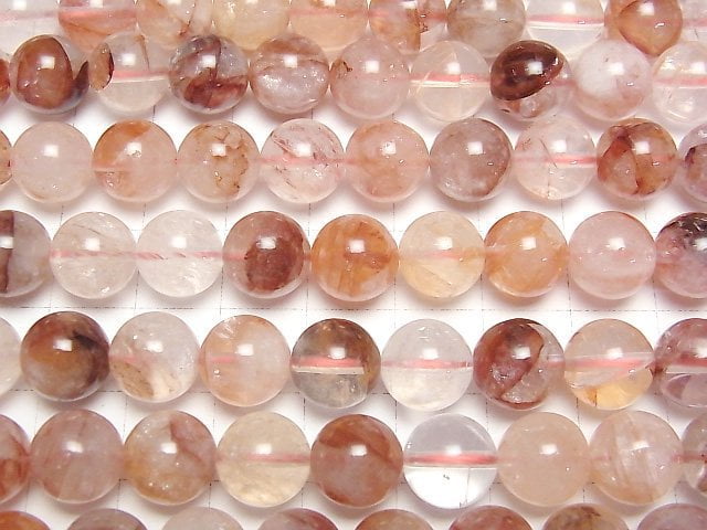 [Video] Red Hematite Quartz Round 10mm half or 1strand beads (aprx.15inch / 36cm)
