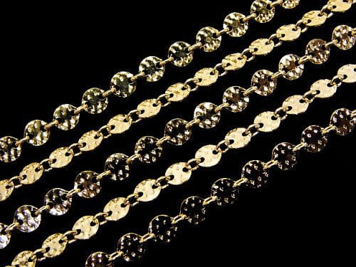 14KGF Round Disc (Hammered) Chain 10cm