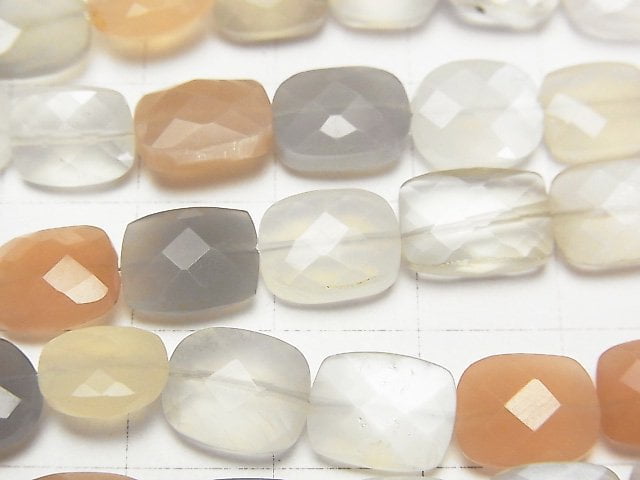 [Video] High Quality Multicolor Moonstone AAA- Faceted Rectangle 1strand beads (aprx.8inch / 20cm)