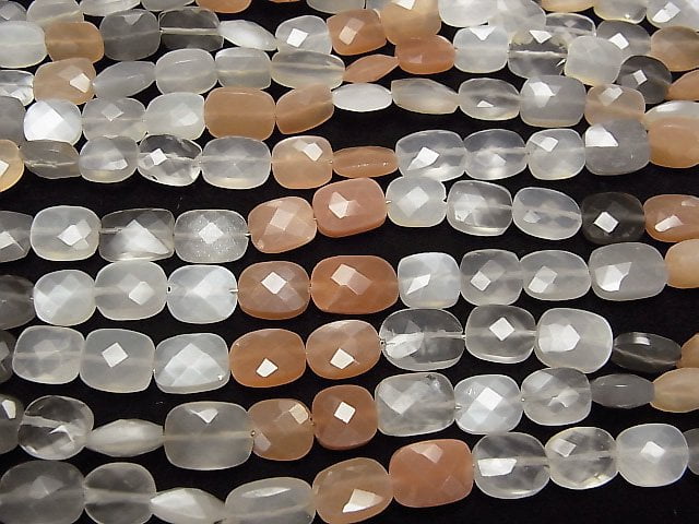 [Video] High Quality Multicolor Moonstone AAA- Faceted Rectangle 1strand beads (aprx.8inch / 20cm)