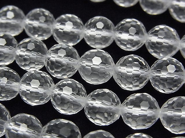 Crystal Quartz, Faceted Round Gemstone Beads