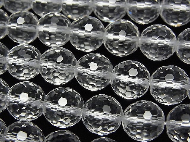 Crystal Quartz, Faceted Round Gemstone Beads