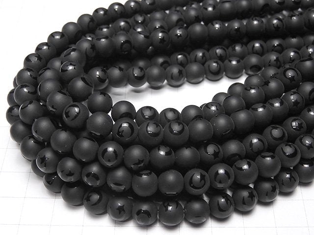 [Video] 1strand $6.79! Frost Onyx Star & New Moon Round 8mm 1strand beads (aprx.15inch / 38cm)