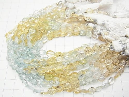 [Video] High Quality Beryl Mix (Multicolor Aquamarine) AAA Faceted Oval half or 1strand beads (aprx.7inch / 18cm)