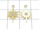 Metal Parts Star Motif Star Motif Charm 18 x 10 mm Gold Color (with CZ) 2 pcs