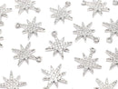 Metal parts Star motif charm 14x12mm Silver color (with CZ) 2pcs
