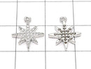 Metal parts Star motif charm 14x12mm Silver color (with CZ) 2pcs