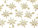 Metal parts Star motif charm 14x12mm Gold color (with CZ) 2pcs