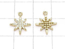 Metal Star Motif Charm, 13.5x11.5mm, Gold Color (with CZ), 2 Pieces