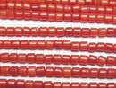 [Video] Red Coral (Dyed) Rondelle (Heishi) 3x3x3mm 1strand beads (aprx.15inch/38cm)