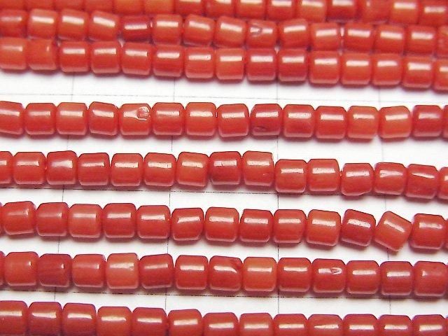 [Video] Red Coral (Dyed) Rondelle (Heishi) 3x3x3mm 1-strand beads (approx. 15inch/38cm)