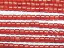 [Video] Red Coral (Dyed) Rondelle (Heishi) 3x3x3mm 1-strand beads (approx. 15inch/38cm)