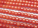 [Video] Red Coral (Dyed) Rondelle (Heishi) 4x4x3mm 1strand beads (aprx.15inch/37cm)