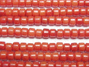 [Video] Red Coral (Dyed) Rondelle (Heishi) 4x4x3mm 1strand beads (aprx.15inch/37cm)