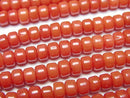 [Video] Red Coral (Dyed) Rondelle (Heishi) 5x5x3mm 1strand beads (aprx.15inch/38cm)
