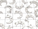Metal Crescent Moon Charm, 14x10mm, Silver (with CZ), 2 pieces