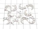 Metal Crescent Moon Charm, 14x10mm, Silver (with CZ), 2 pieces