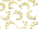 Metal Crescent Moon Charm, 14x10mm, Gold (with CZ), 2 pieces