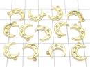 Metal Crescent Moon Charm, 14x10mm, Gold (with CZ), 2 pieces