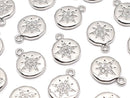 Metal parts Coin charm 13x10mm Silver color (with CZ) 2pcs