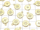 Metal parts Coin charm 13x10mm Gold color (with CZ) 2pcs