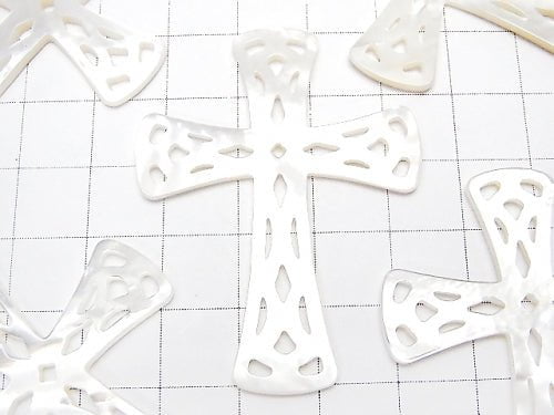 1pc $9.79! High Quality White Shell Watermark Cross 50x37x2mm 1pc