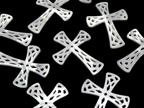 1pc $9.79! High Quality White Shell Watermark Cross 50x37x2mm 1pc