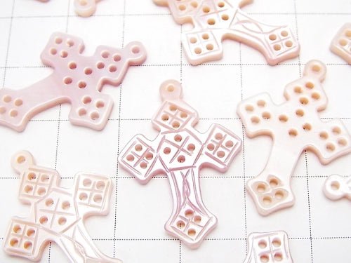 1pc $4.79! High Quality Pink Shell Watermark Cross 27 x 19 x 2 mm 1 pc