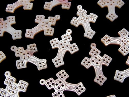 1pc $4.79! High Quality Pink Shell Watermark Cross 27 x 19 x 2 mm 1 pc