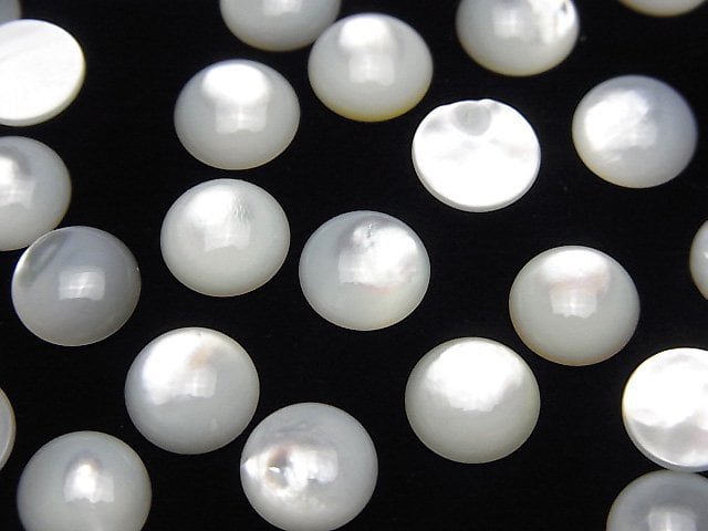 [Video] High Quality White Shell (Silver-lip Oyster ) AAA Round Cabochon 8x8mm 5pcs