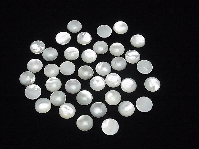 [Video] High Quality White Shell (Silver-lip Oyster) AAA Round Cabochon 12x12mm 4pcs